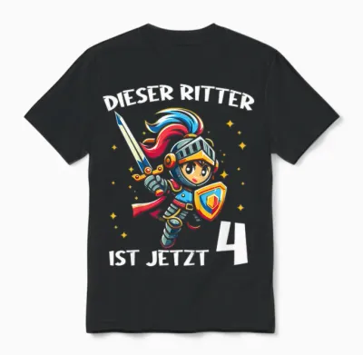 4. Geburtstag Dieser Ritter Ist Jetzt 4 Jahre Junge Unisex T-Shirt - Black