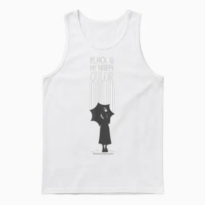 Wednesday Black Is My Happy Color Quote Unisex Tank Top - White