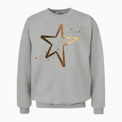 Large Gold Star with Small Stars T-Shirt, Black Unisex Sweatshirt - Ash