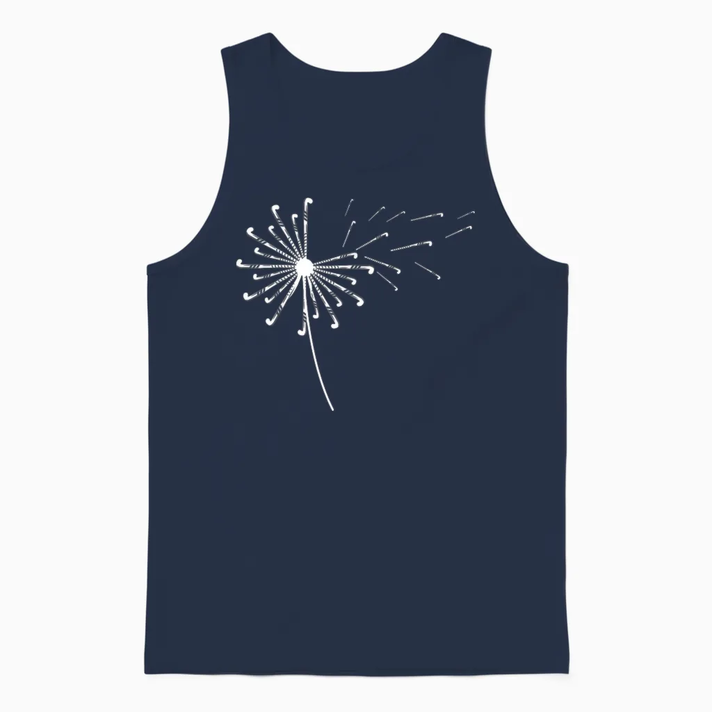 Dandelion Hockey Stick Shirt for Hockey Players Field Hockey T-Shirt, Black Unisex Tank Top in Navy