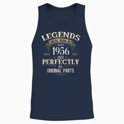 70 Ans Anniversaire Homme Cadeau Mars 1956 Vintage Unisex Tank Top - Navy