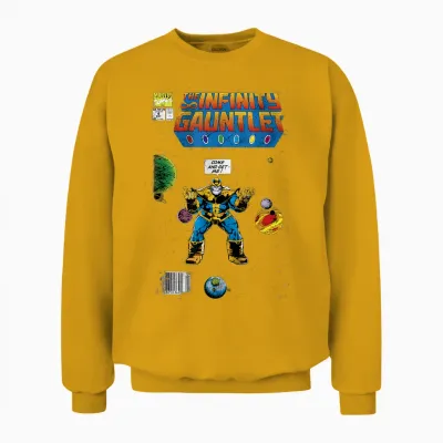 Marvel Thanos Infinity Gauntlet Comic Book T-Shirt, Black, S Unisex Sweatshirt - Gold