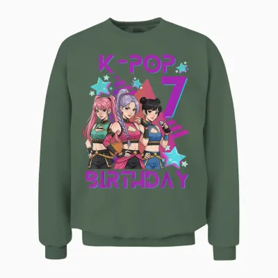 K-Pop K-Pop 7th Birthday Girl 7 Years Unisex Sweatshirt - Military Green