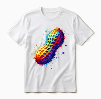 Colorful Splash Art Peanut Peanuts T-Shirt, Black, S Unisex T-Shirt - White