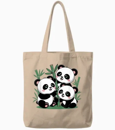 Bamboo Forest Panda Cute Tote Bags - Natural