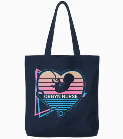 Obgyn Retro Tote Bags - Navy