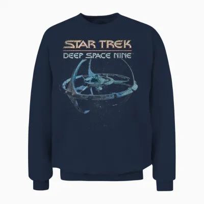 Star Trek Ds9 Vintage Space Station Logo Graphic Unisex Sweatshirt - Navy