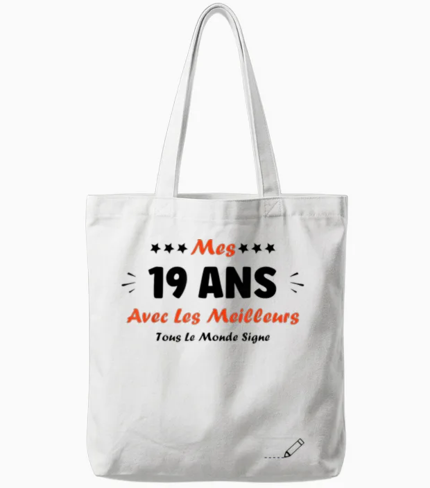 Signature 19 Years Birthday Humour 19 Years to Sign T-Shirt, White, S Tote Bags in White