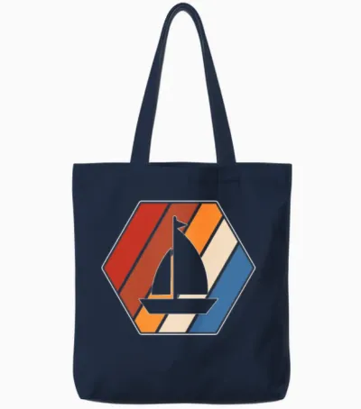 Sailing Retro Tote Bags - Navy