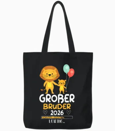 Children's Big Brother 2026 Baby Lion Boys T-Shirt, Black Tote Bags - Black