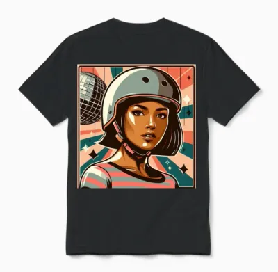 Retro Roller Queen Unisex T-Shirt - Black
