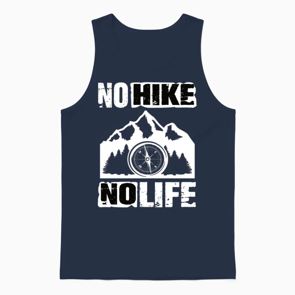 Hiking No Hike No Life Hiker Unisex Tank Top in Navy
