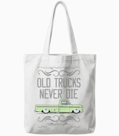 Old Trucks Winter Green Tote Bags - White
