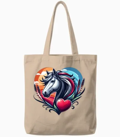Horse in the Heart Tote Bags - Natural