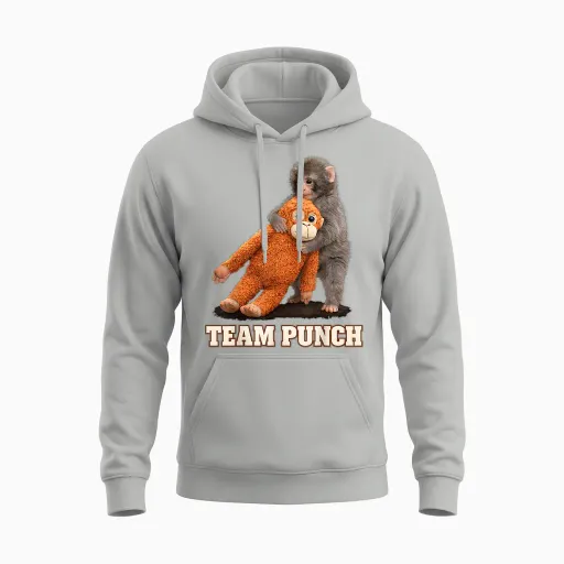 Adorable Monkey Punch Baby Graphic Team Punch Big Love Gifts Unisex Hoodie - Ash