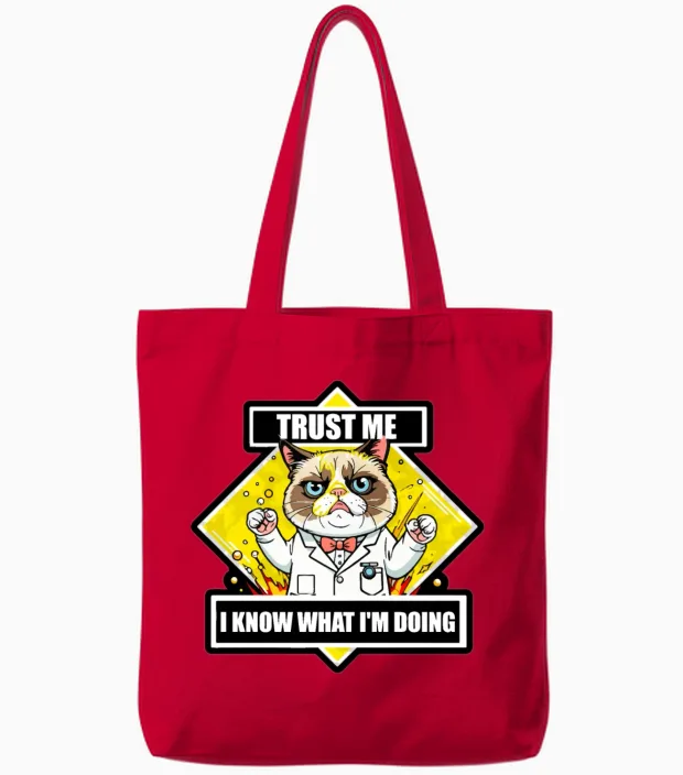 Funny Cat - Lovers Tote Bags in Red