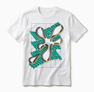 Bubble Chrome Abstract Design Unisex T-Shirt - White