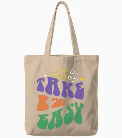 Black Colorful Retro Typography Tote Bags - Natural
