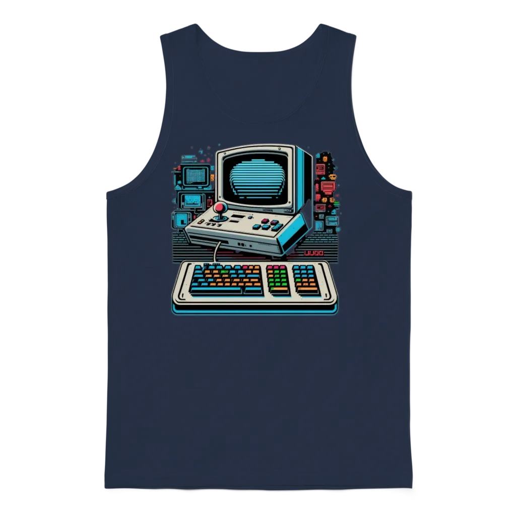 Retro Computer Gaming Unisex Tank Top - Navy