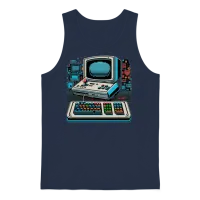 Retro Computer Gaming Unisex Tank Top - Navy – 1