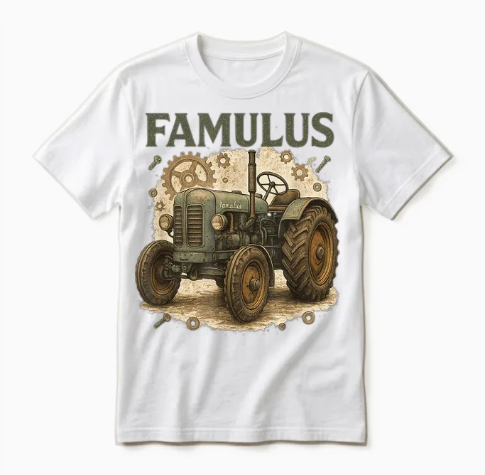 Famulus Tractor Retro Nostalgia for Farmers Gift Idea Unisex T-Shirt in White