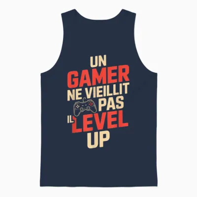 Geek Man Humour Gamer Gift Idea Funny Gaming Level Up Unisex Tank Top - Navy