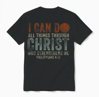 I Can Do All Things Through Volleyball Unisex T-Shirt - Black
