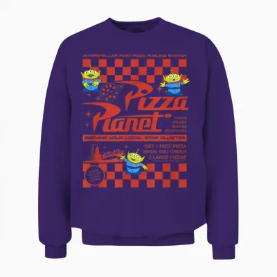 Disney Pixar Toy Story Pizza Planet Iconic Retro Flyer Logo Unisex Sweatshirt - Purple