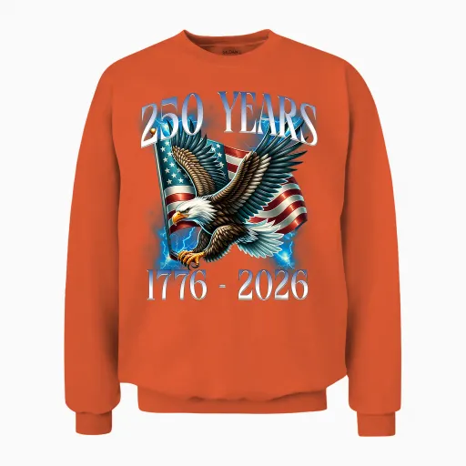 Eagle and Flag 250 Years 1776-2026 250th Birthday Unisex Sweatshirt - Orange