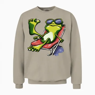 Cool Frog with Sunglasses Chillin Unisex Sweatshirt - Sand