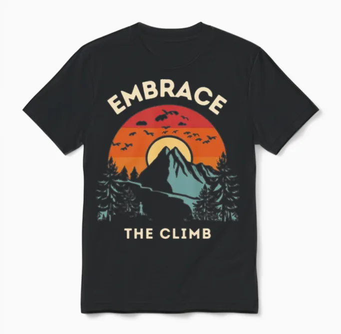 Hiking Enthusiast & Outdoors Gift Unisex T-Shirt in Black