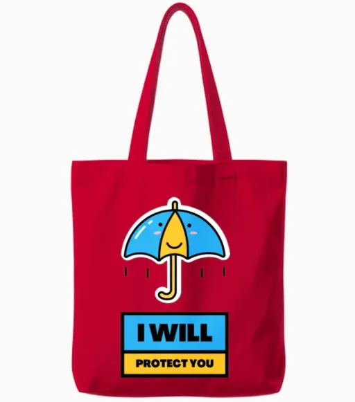 I Will Protect You from the Rain Tote Bags in Red