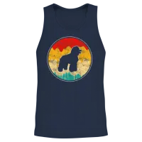 Poodle Retro Unisex Tank Top - Navy – 2