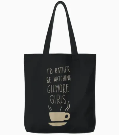 Gilmore Girls I'd Rather Be Watching Handwritten Tv Show Tote Bags - Black
