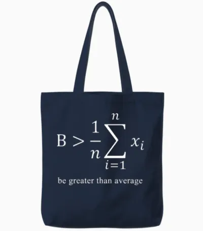 Be Greater Than Average Math Gag Algebra Equation Tote Bags - Navy