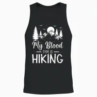 Outdoor Hiking Lover - My Blood Type Is Hiking Unisex Tank Top in Black - 2