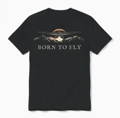 Born to Fly Vintage Airplane Adventure Pilot Lover Design Unisex T-Shirt - Black