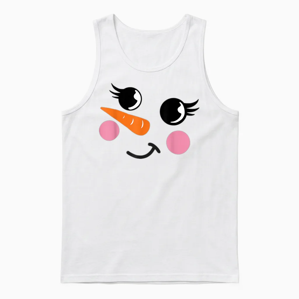 Eyelashes Christmas Outfit Snowman Face Costume Girl Kid Unisex Tank Top in White