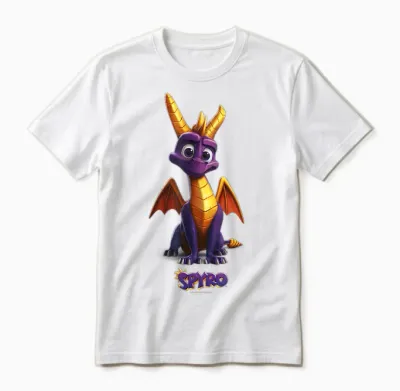 Spyro Adorable Purple Dragon Retro Video Game Icon T-Shirt, Black Unisex T-Shirt - White