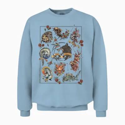 The Witcher Monster Tattoo Flash Officially Licensed Unisex Sweatshirt - Light Blue