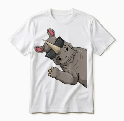 Nashorn Kinder Jungen Damen Unisex T-Shirt - White