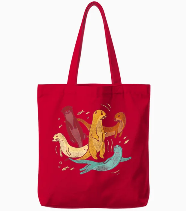 Otter Retro Vintage Tote Bags - Red