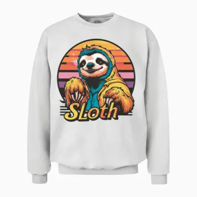 Funny Sloth Retro Vintage Unisex Sweatshirt - White