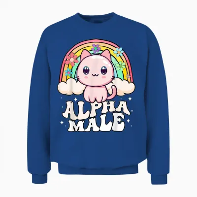 Alpha Männliche Katze Kätzchen Regenbogen Unisex Sweatshirt - Royal