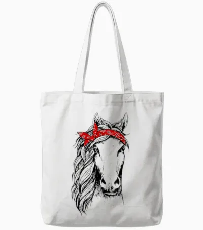 Horse Bandana for Horseback Riding Horse Lover Tote Bags - White