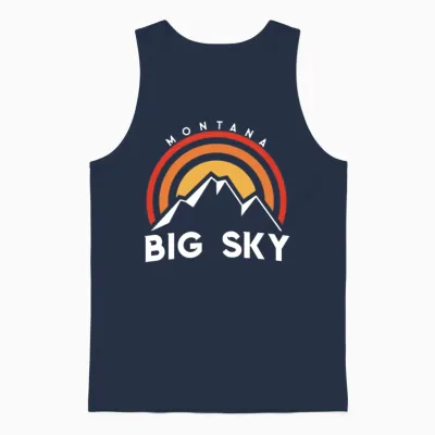 Big Sky Montana Retro Unisex Tank Top - Navy