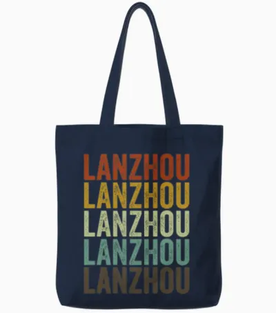 Lanzhou China Retro Vintage Tote Bags - Navy