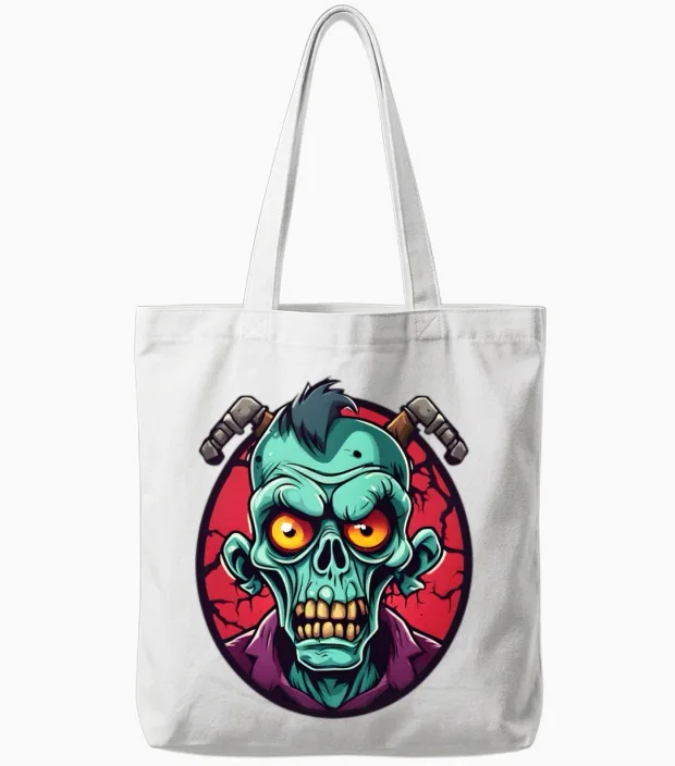 Funny Zombie Tote Bags in White