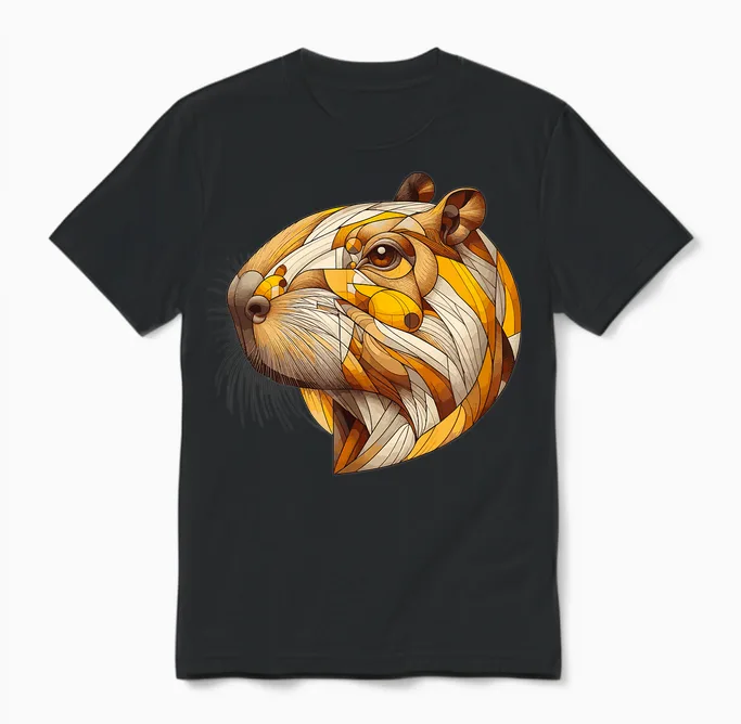 Kawaii Capybara Capybara Artistic Unique Animal Lover T-Shirt, White, S Unisex T-Shirt in Black