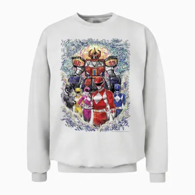 Power Rangers Mighty Morphin' Megazord Starry Night Unisex Sweatshirt - White